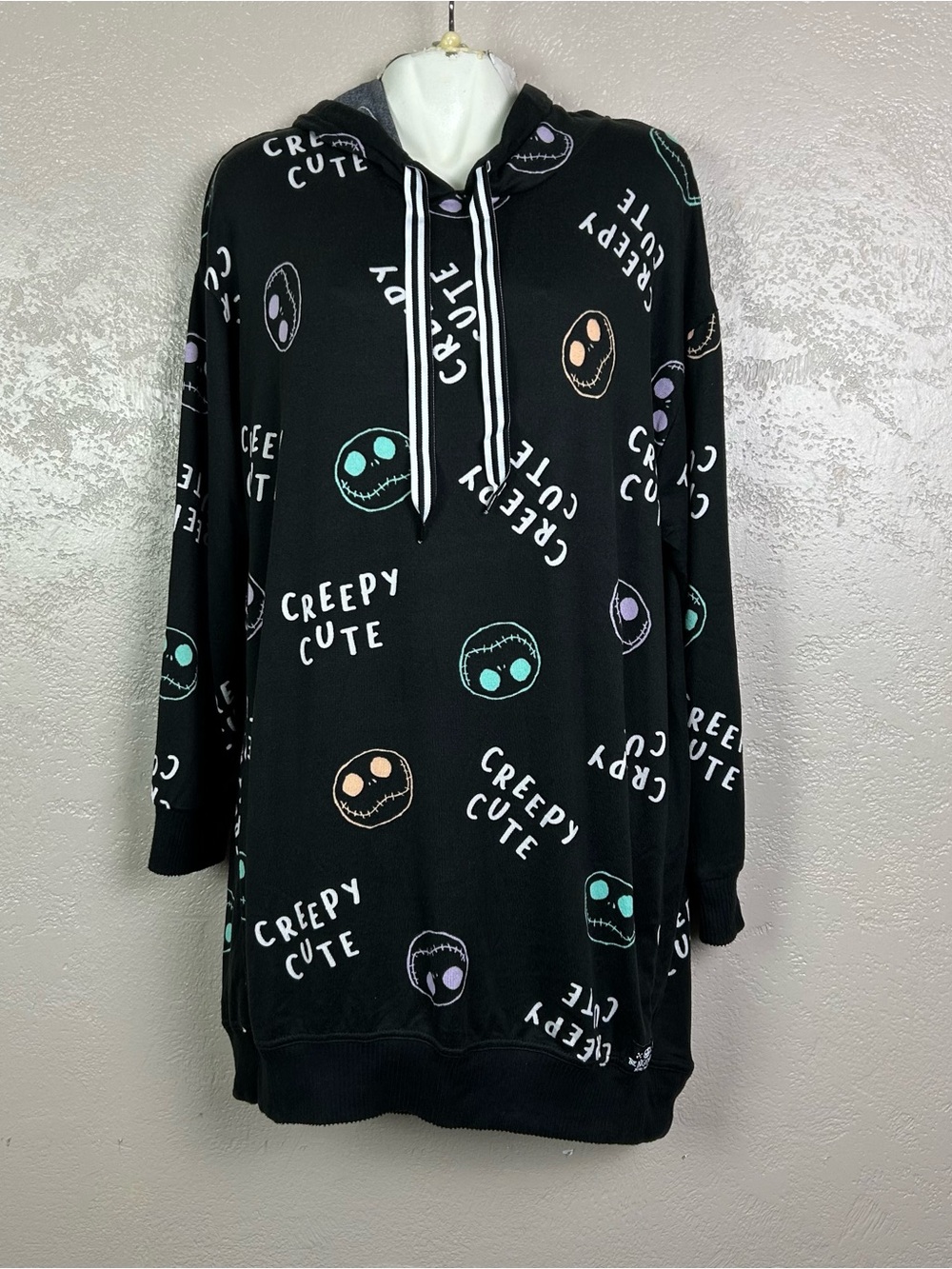 Choose 5 for $30 Disney Black 'Creepy Cute' Hooded Nightshirt with Pastel Faces - Picture 15 of 16